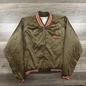 Vintage Cleveland Browns Satin Bomber Jacket Mens Large Chalk Line Starter 90s